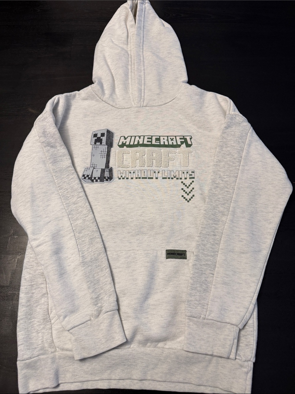 Boys Light Gray Minecraft Hoodie Sweatshirt
